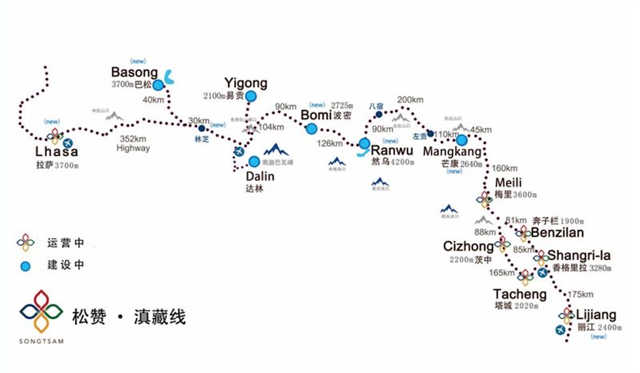 松赞如美山居、然乌来古山居路线图
